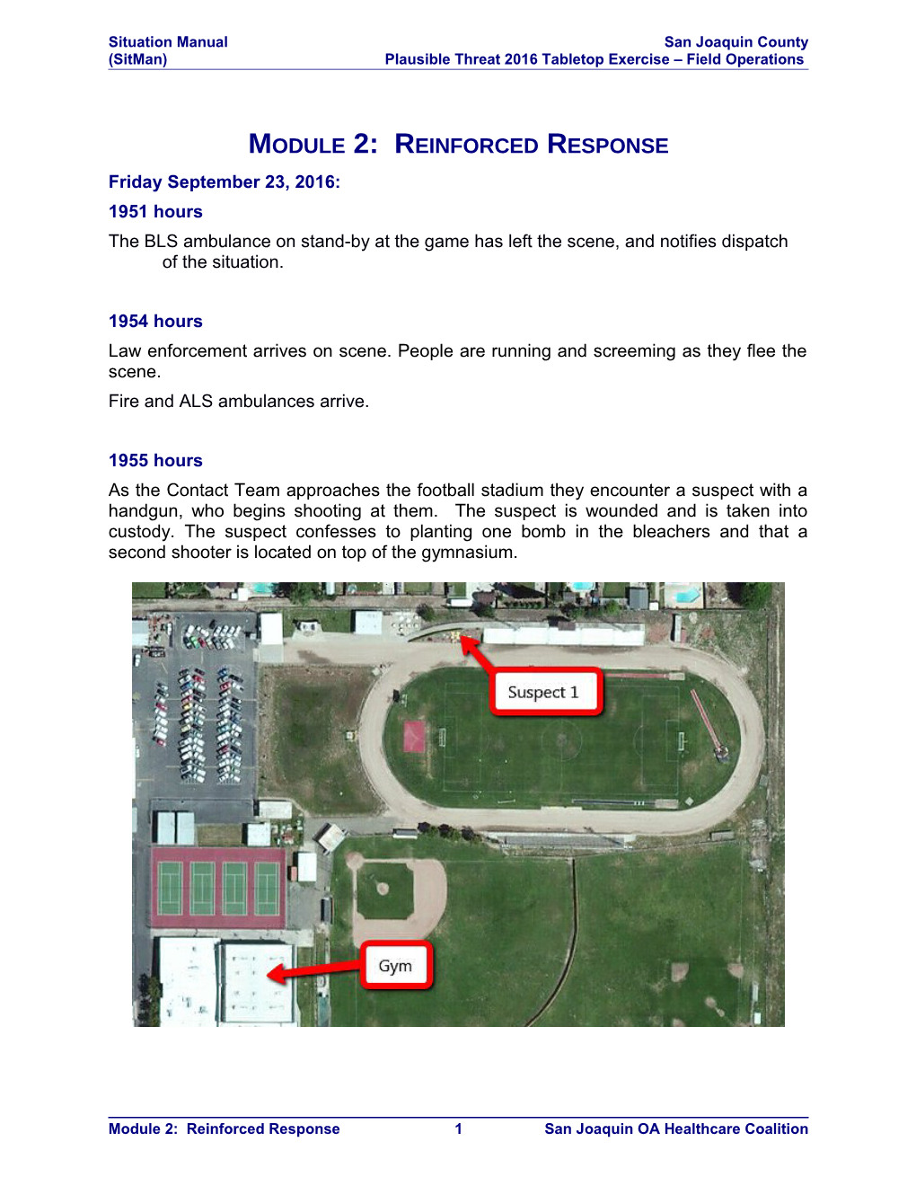 Plausible Threat 2016Tabletop Exercise Field Operations Situation Manual Template