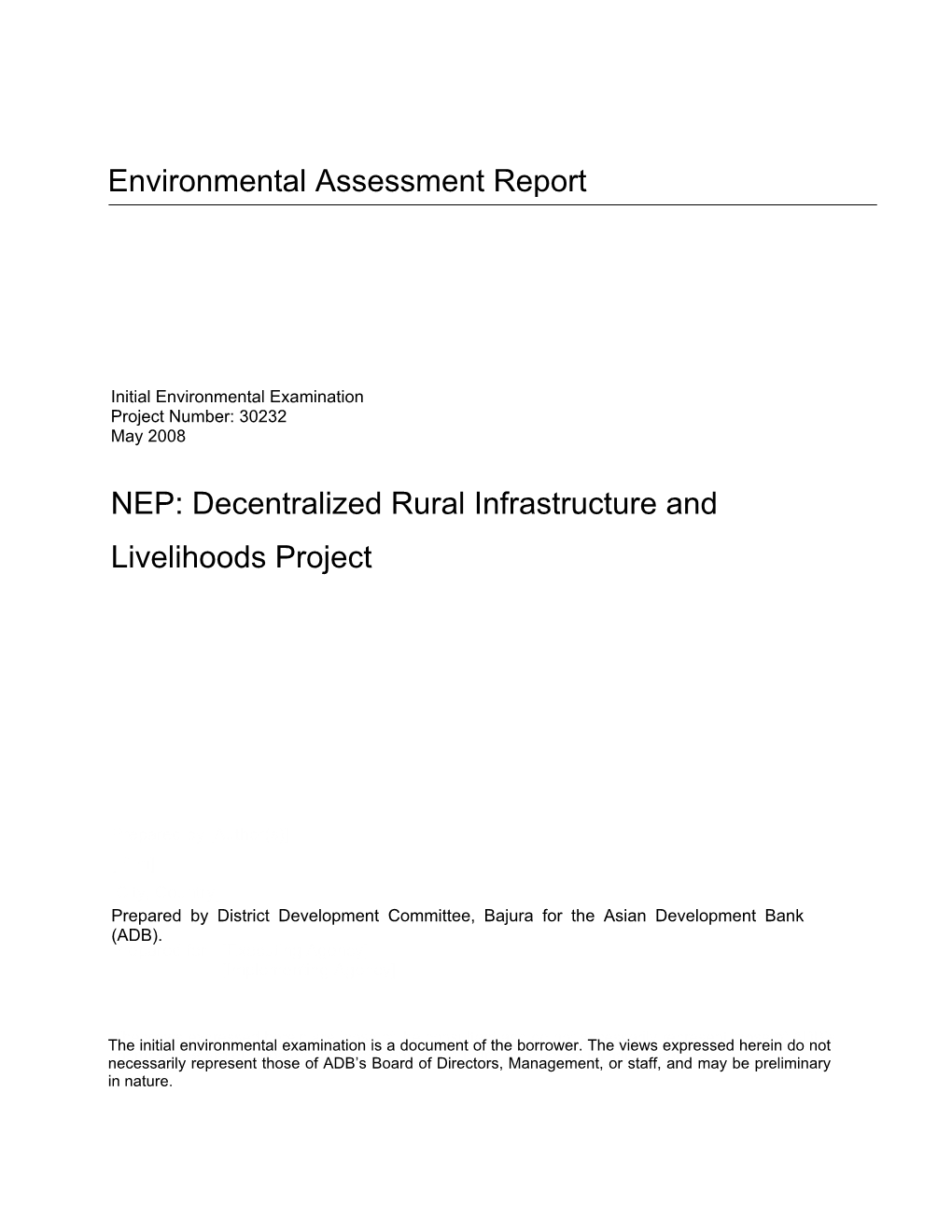 NEP: Decentralized Rural Infrastructure and Livelihoods Project