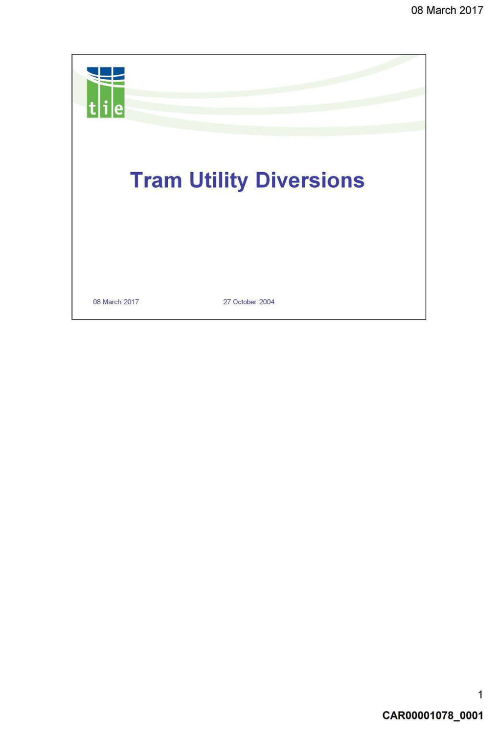 Tram Utility Diversions