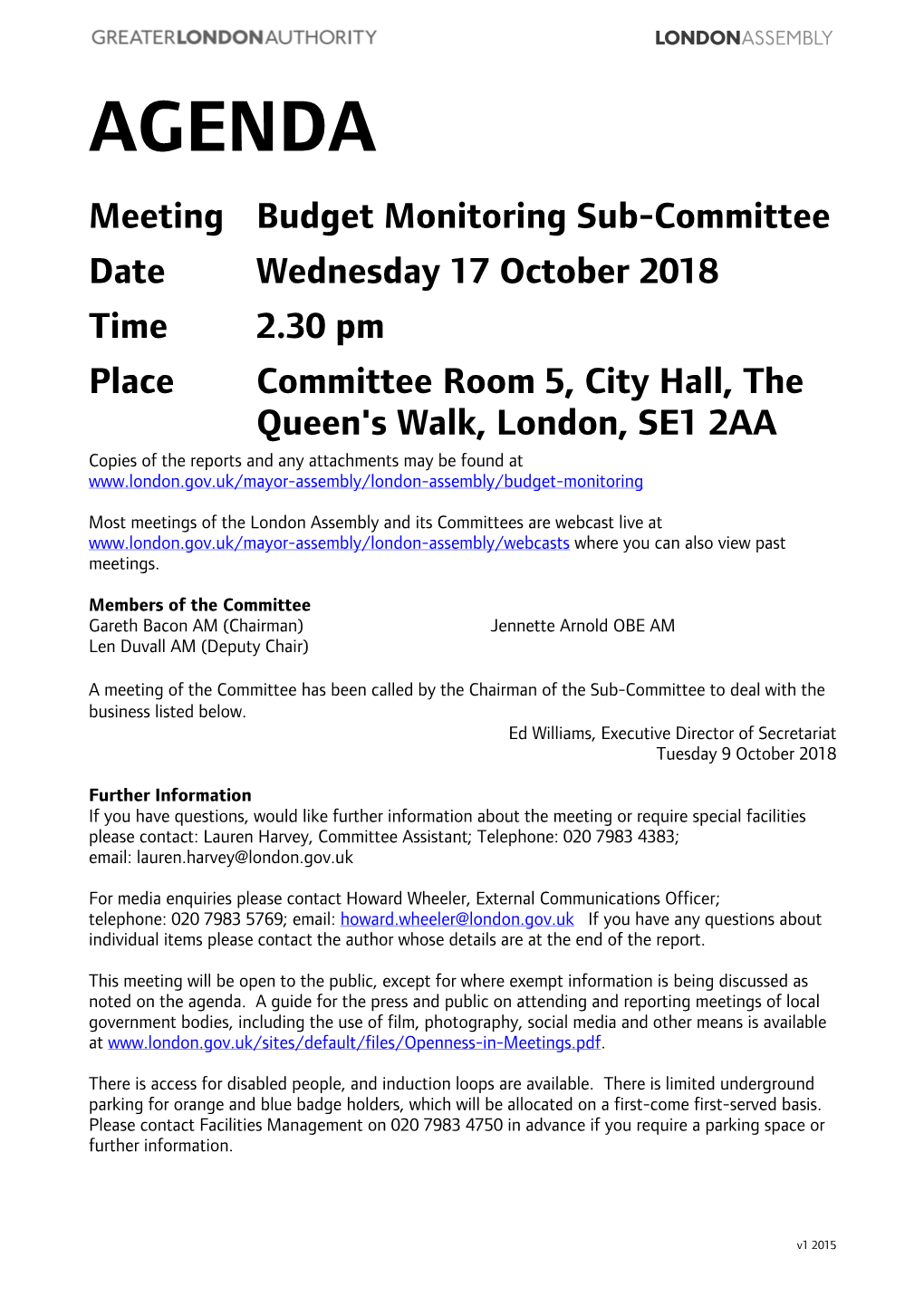 (Public Pack)Agenda Document for Budget Monitoring Sub-Committee