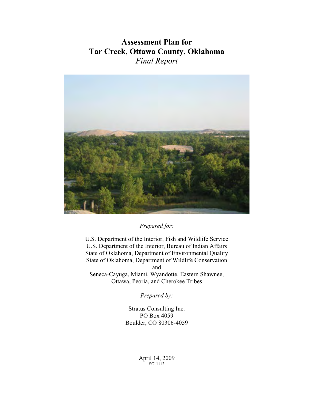 Assessment Plan for Tar Creek, Ottawa County, Oklahoma Final Report