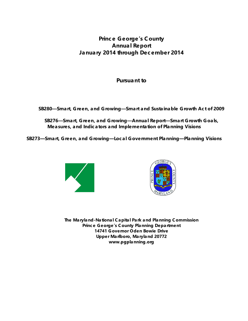 Prince George's County Annual Report January 2014 Through