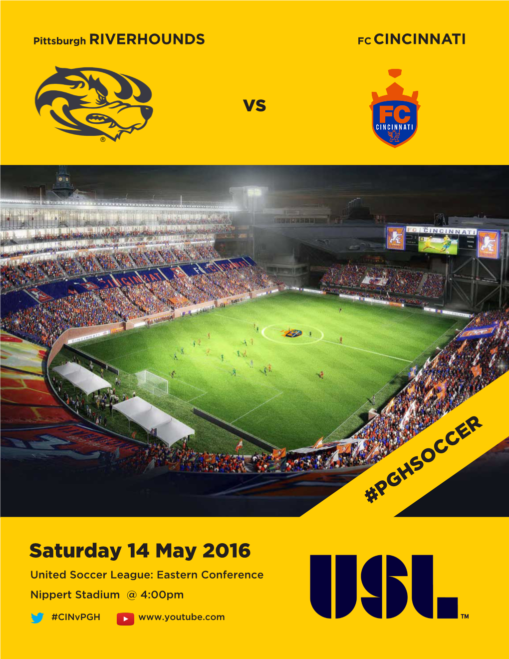 Saturday 14 May 2016 United Soccer League: Eastern Conference Nippert Stadium @ 4:00Pm