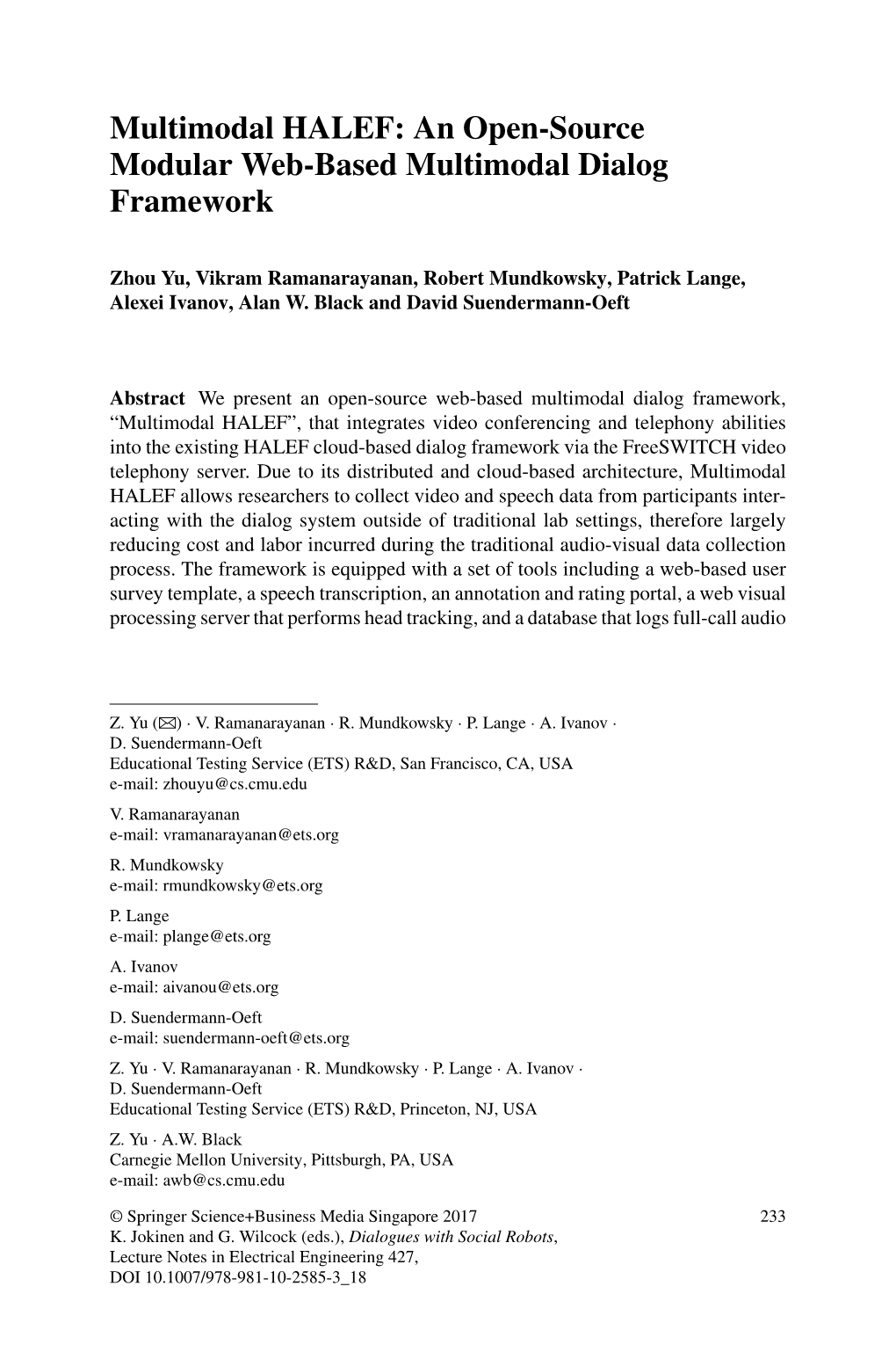 Multimodal HALEF: an Open-Source Modular Web-Based Multimodal Dialog Framework