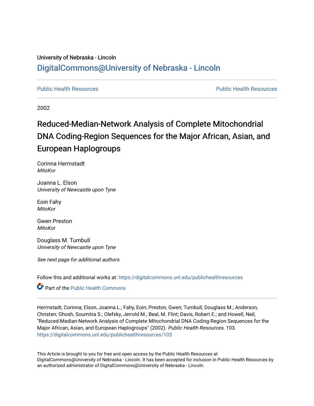 Reduced-Median-Network Analysis of Complete Mitochondrial DNA Coding-Region Sequences for the Major African, Asian, and European Haplogroups