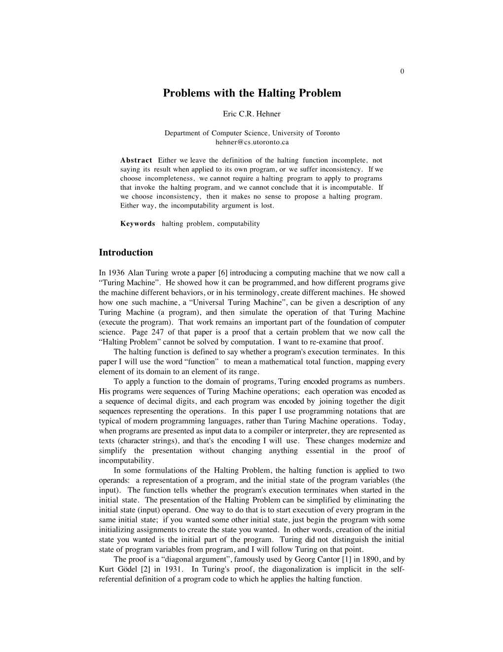 Problems with the Halting Problem