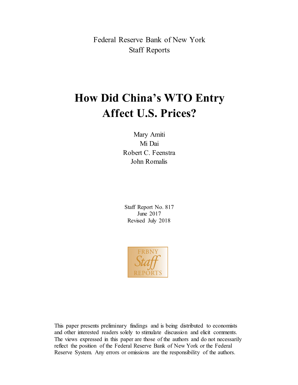 How Did China's WTO Entry Affect U.S. Prices?