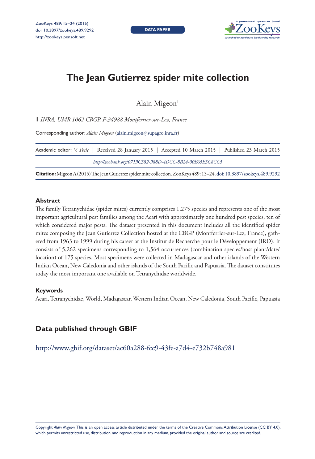 ﻿The Jean Gutierrez Spider Mite Collection