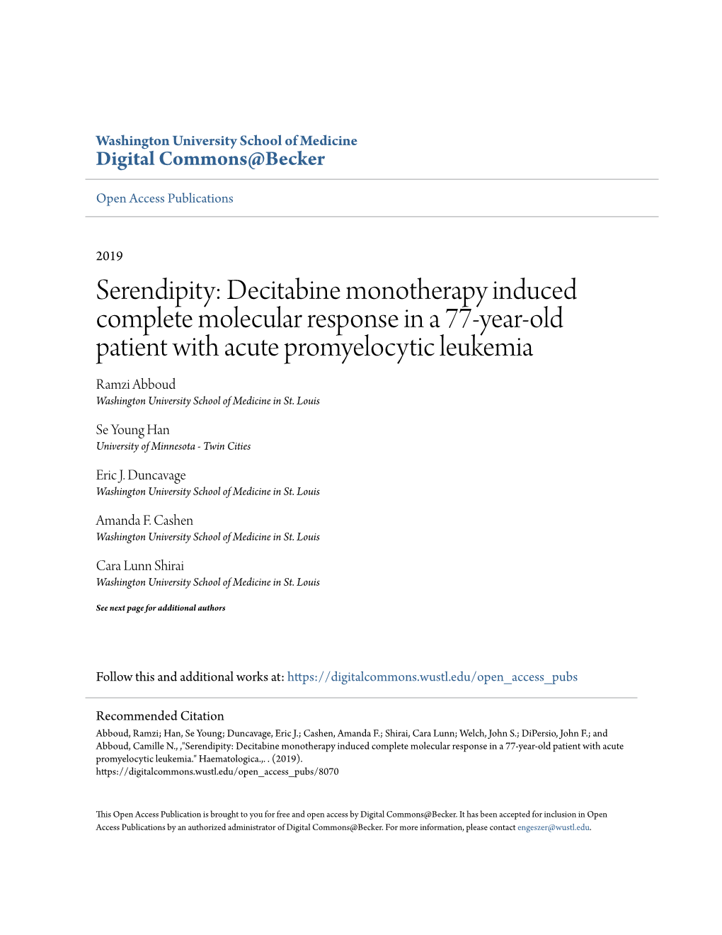 Decitabine Monotherapy Induced Complete Molecular Response in A