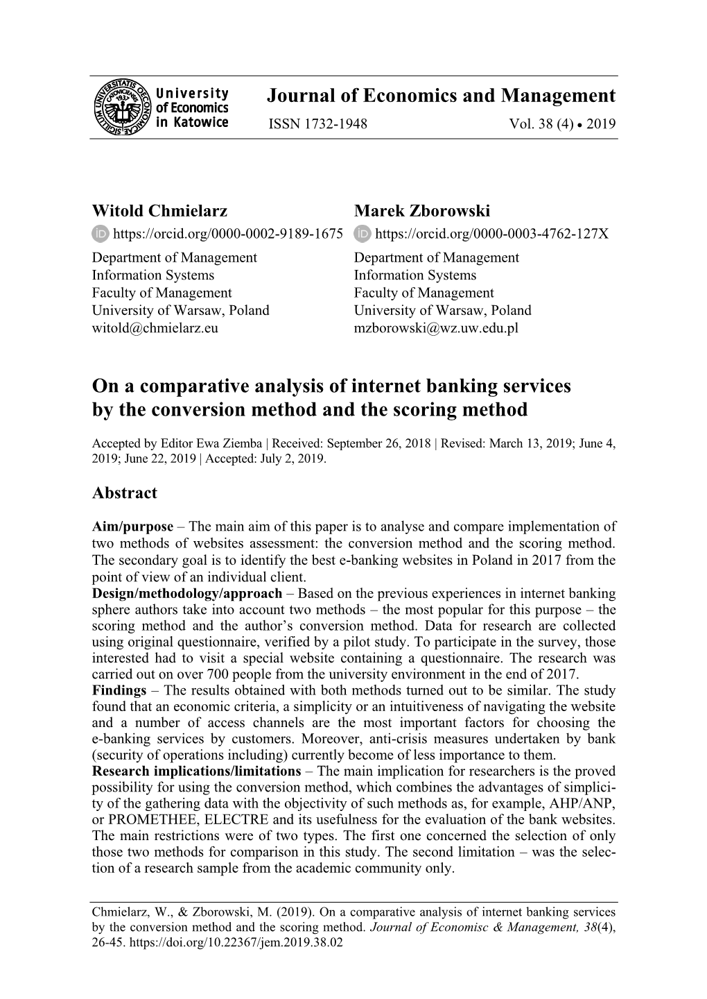 Journal of Economics and Management on a Comparative