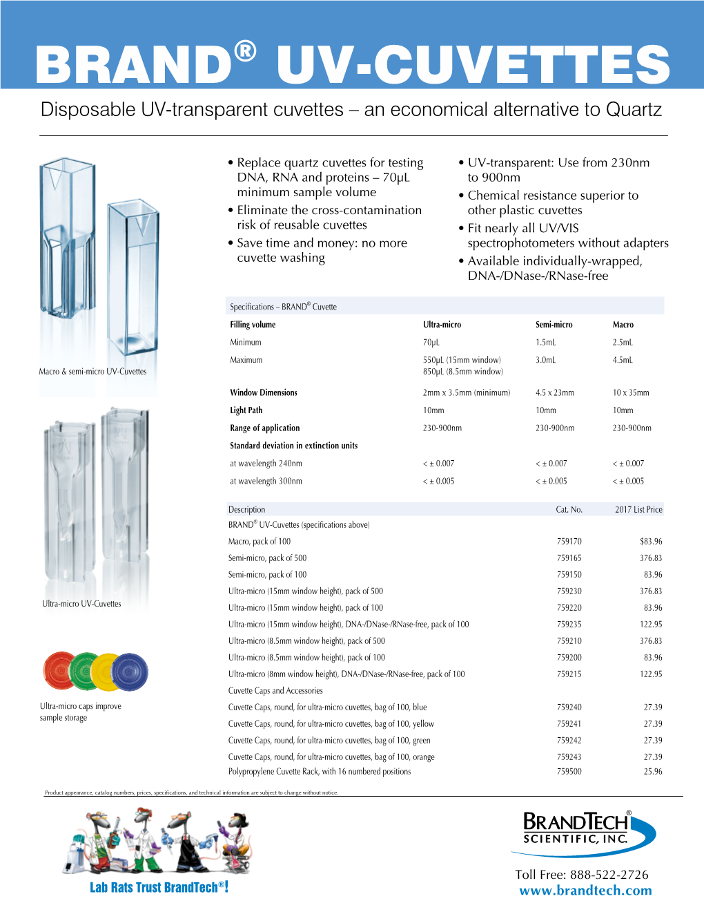 BRAND® UV-CUVETTES Disposable UV-Transparent Cuvettes – an Economical Alternative to Quartz