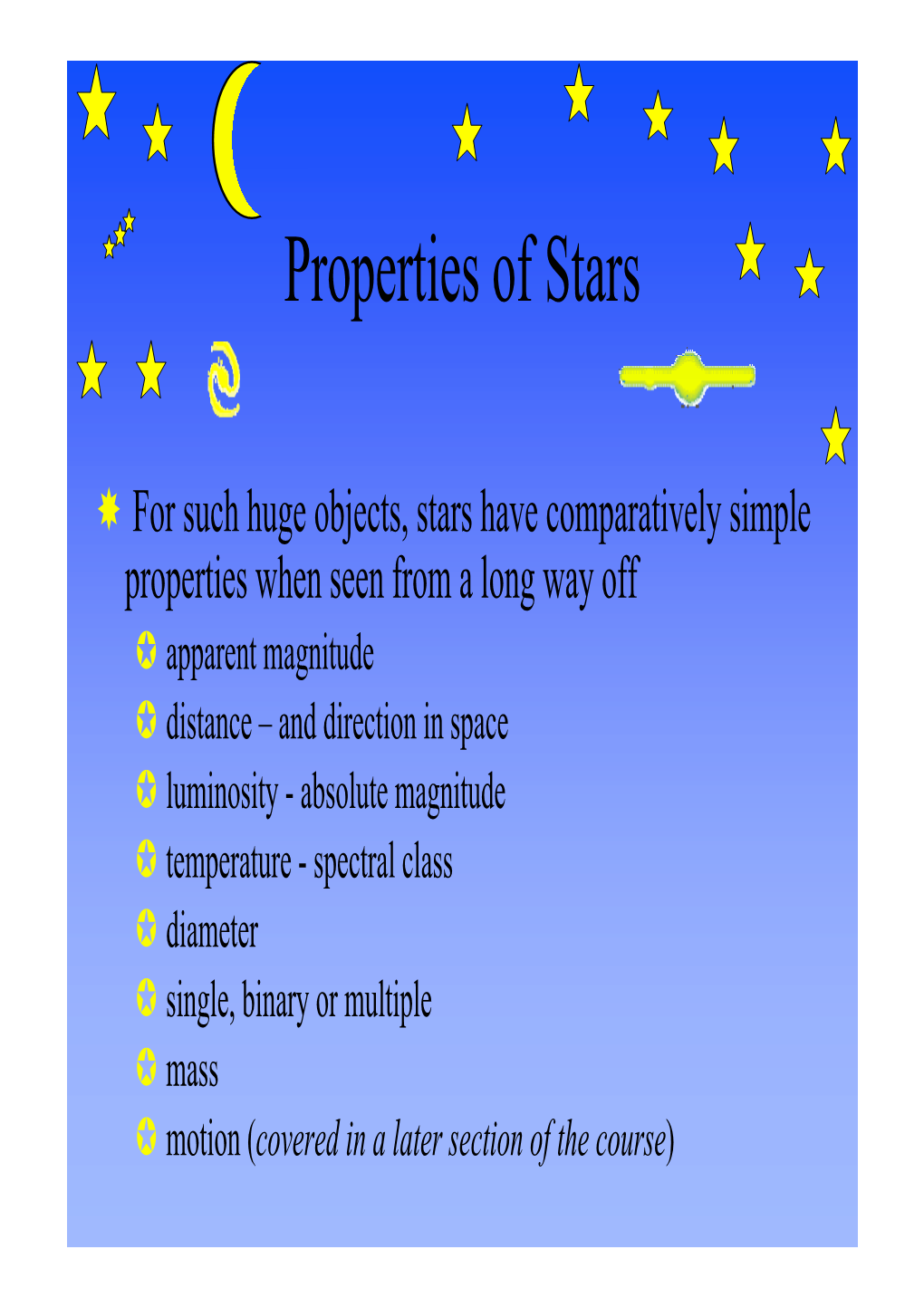 Stellar Properties for Planetarium