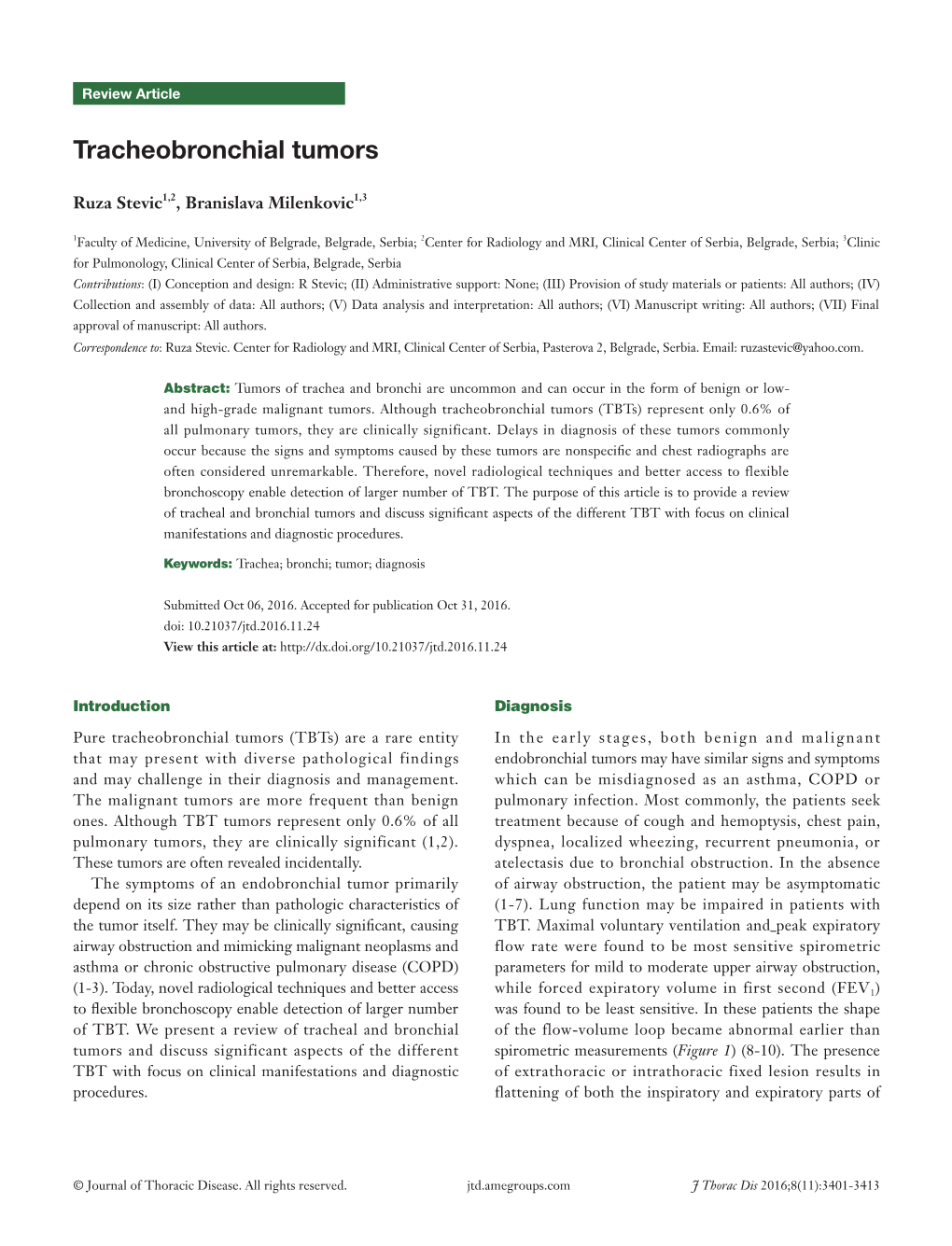 Tracheobronchial Tumors