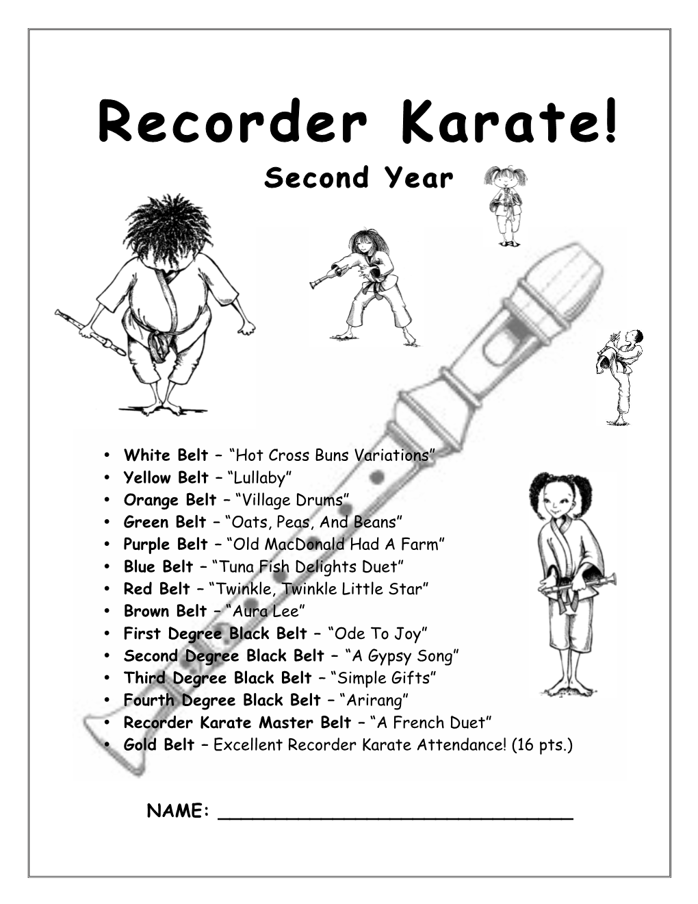 4Th Grade Recorder Karate Method Book