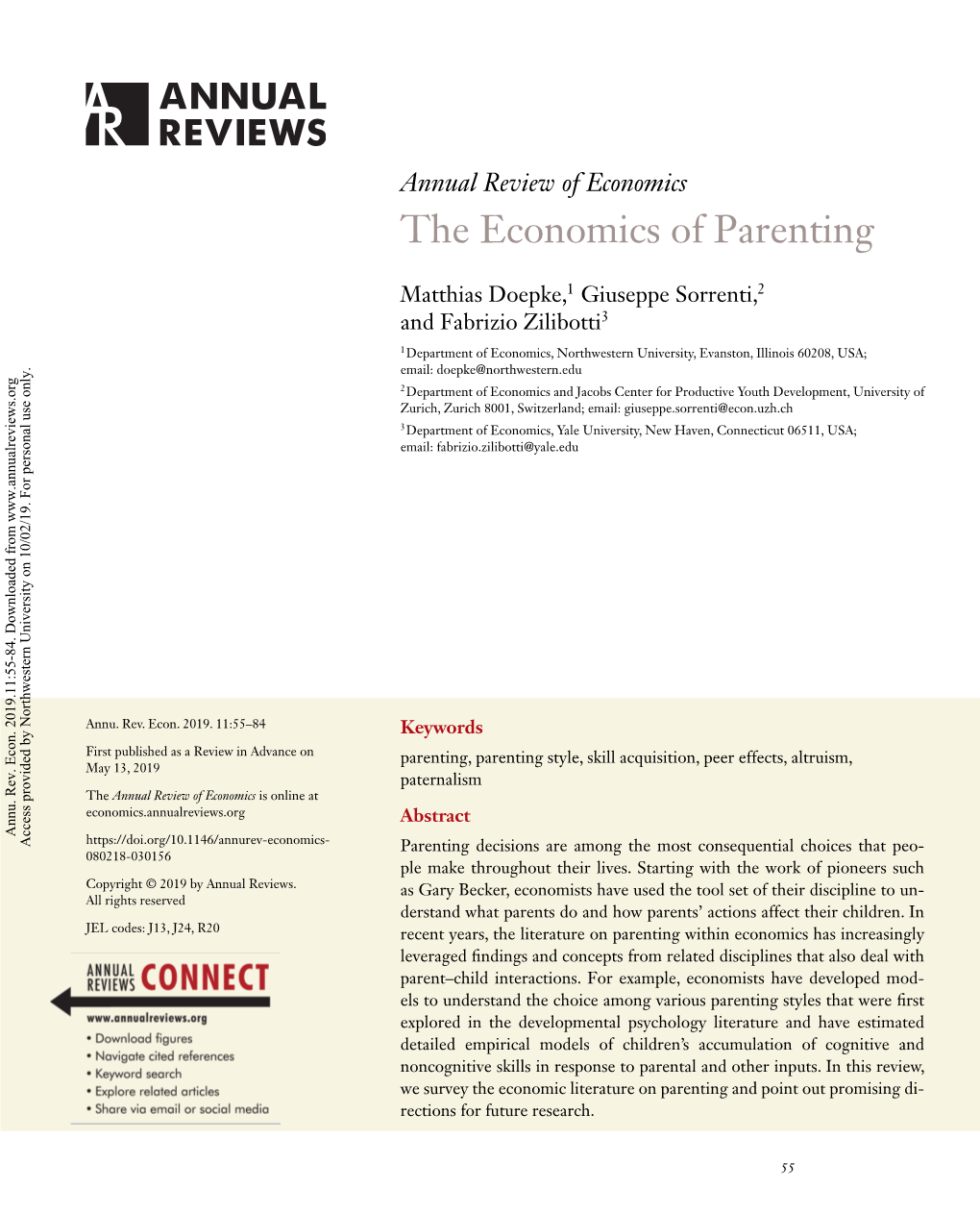 The Economics of Parenting