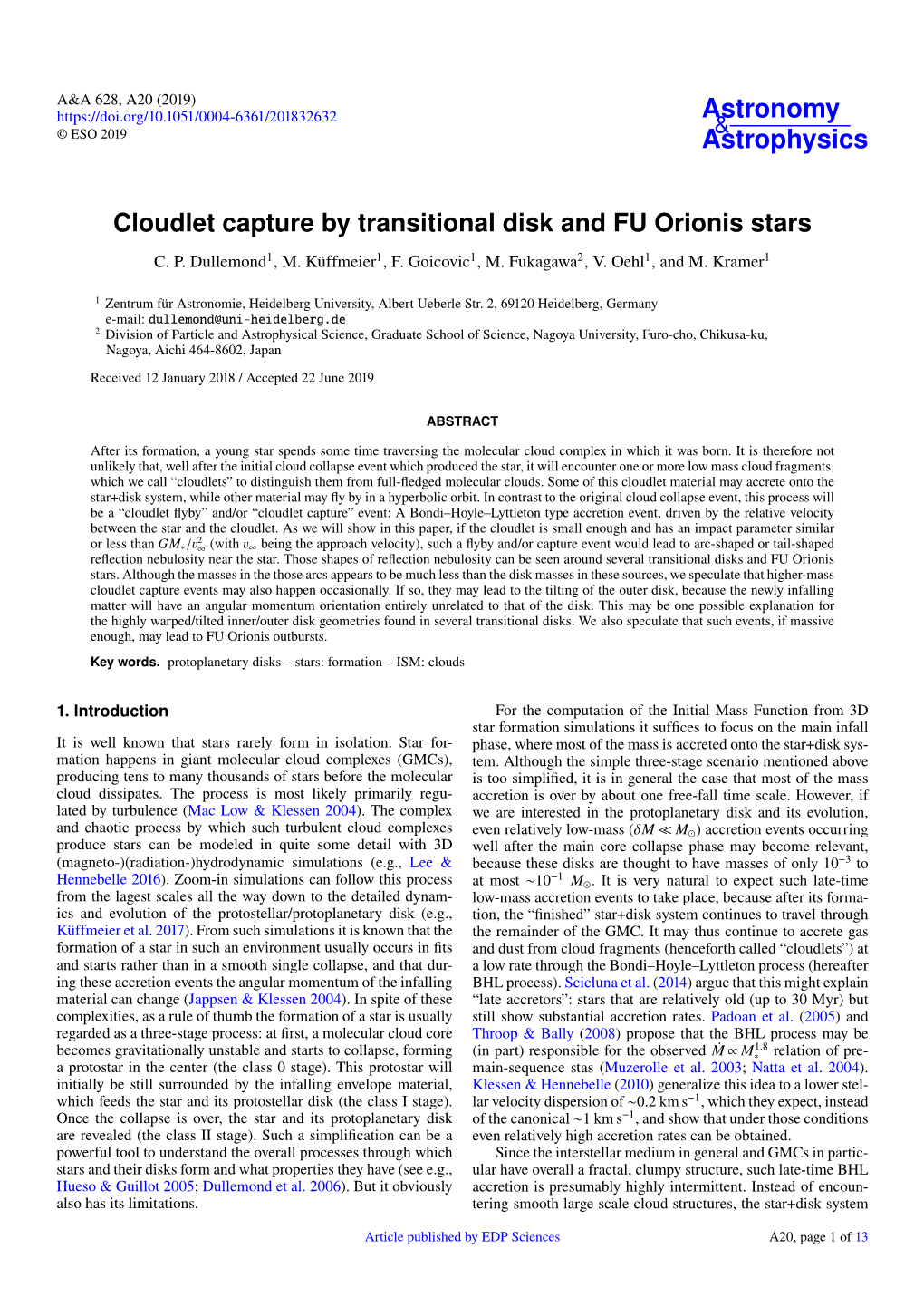 Cloudlet Capture by Transitional Disk and FU Orionis Stars C