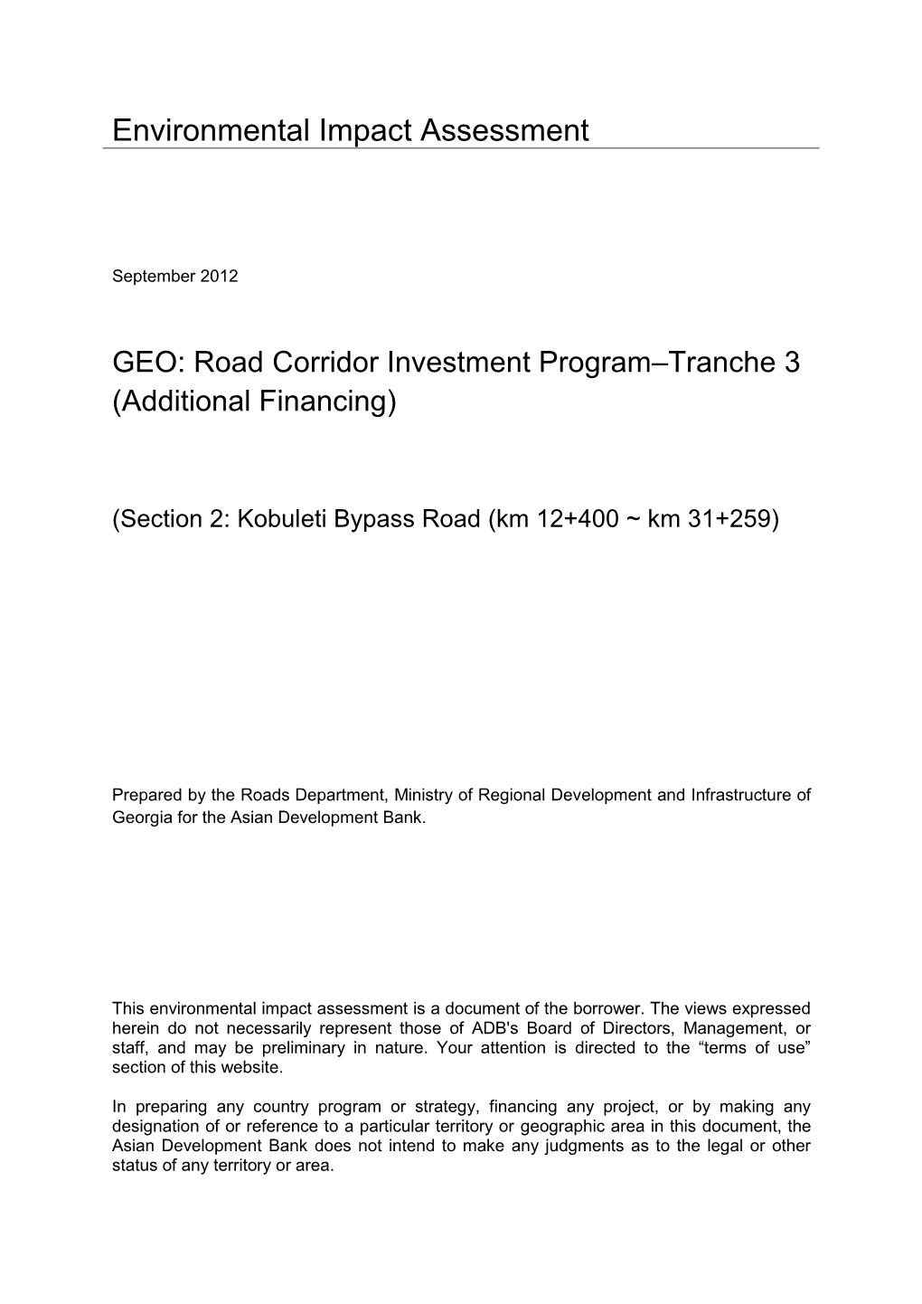 EIA: Georgia: Road Corridor Investment Program