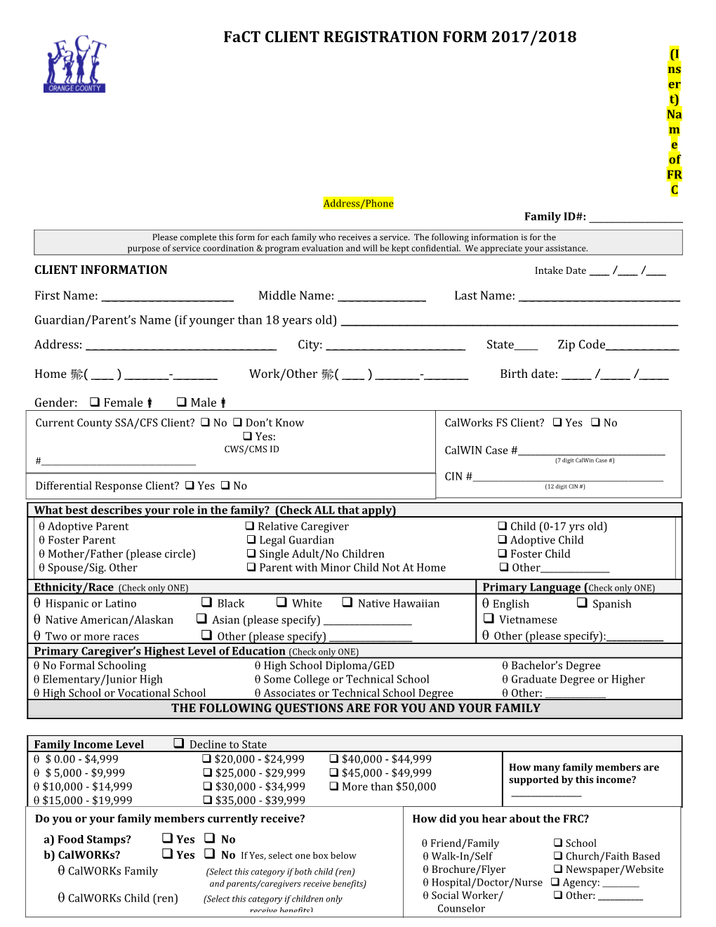 Sample Registration Form #2