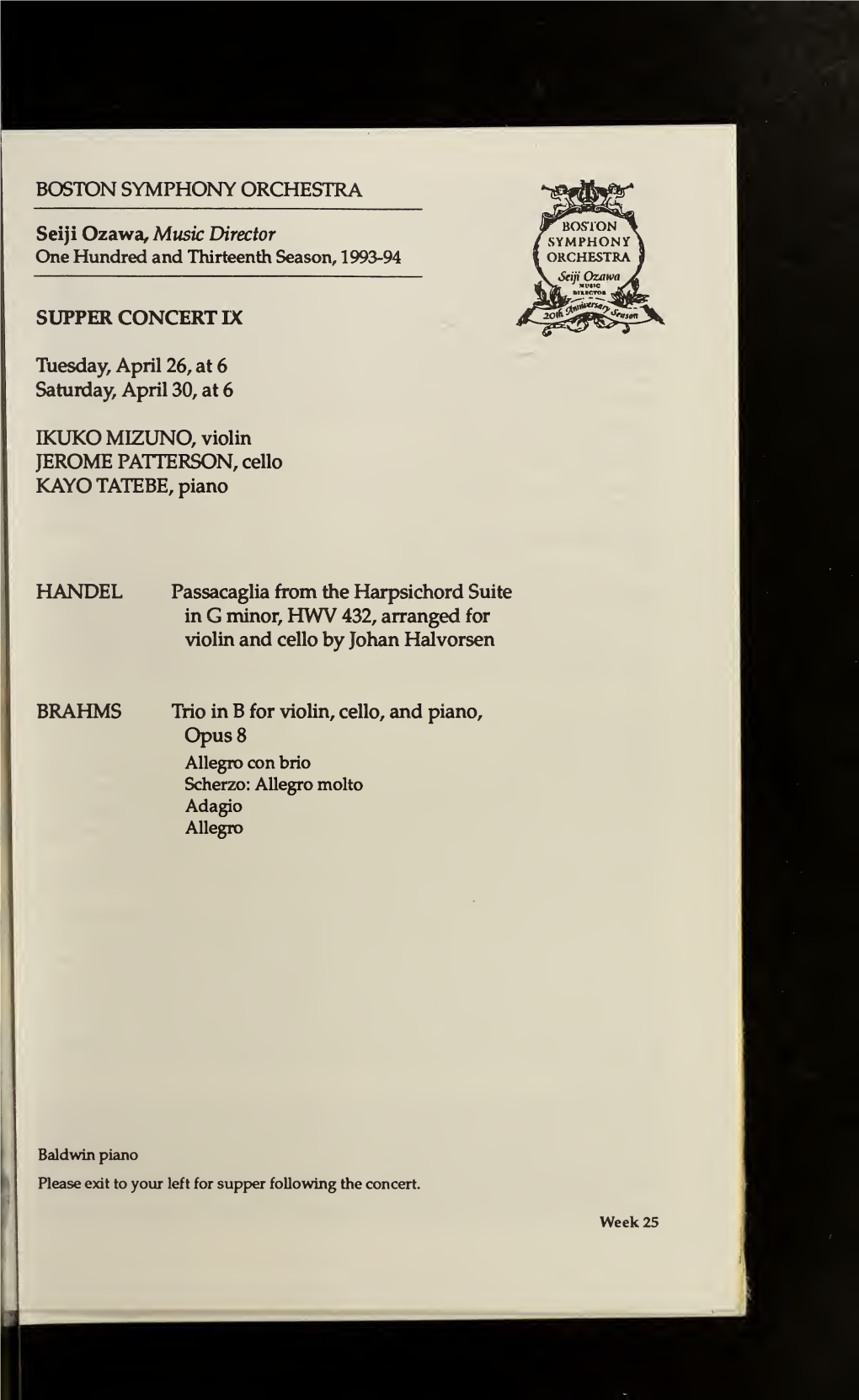 Boston Symphony Orchestra Concert Programs, Season 113, 1993-1994, Subscription, Volume 02