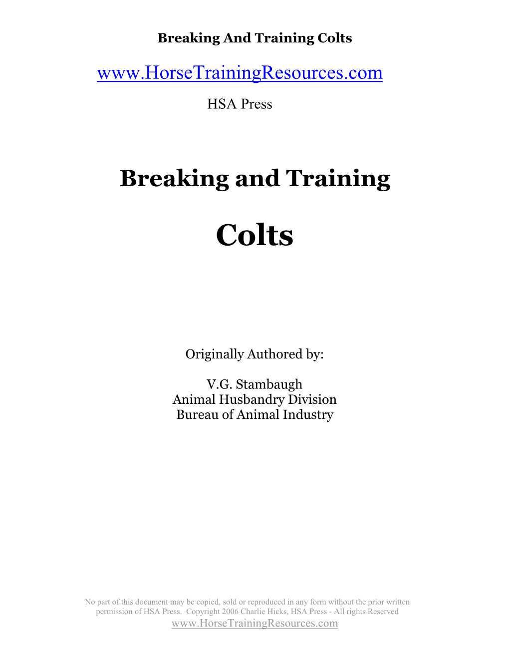 Breaking and Training Colts