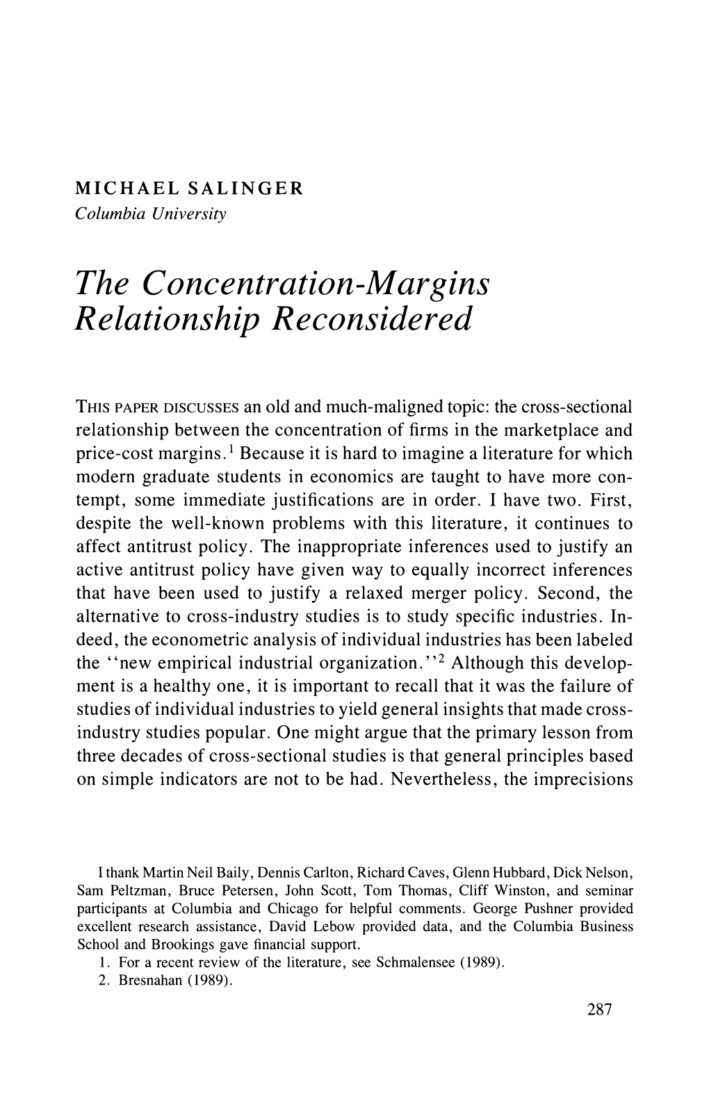 The Concentration-Margins Relationship Reconsidered