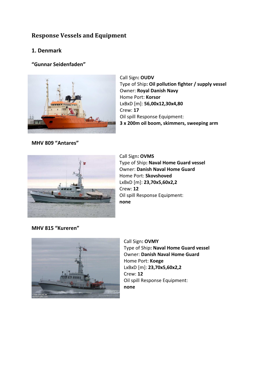 Annex Vessels and Equipment