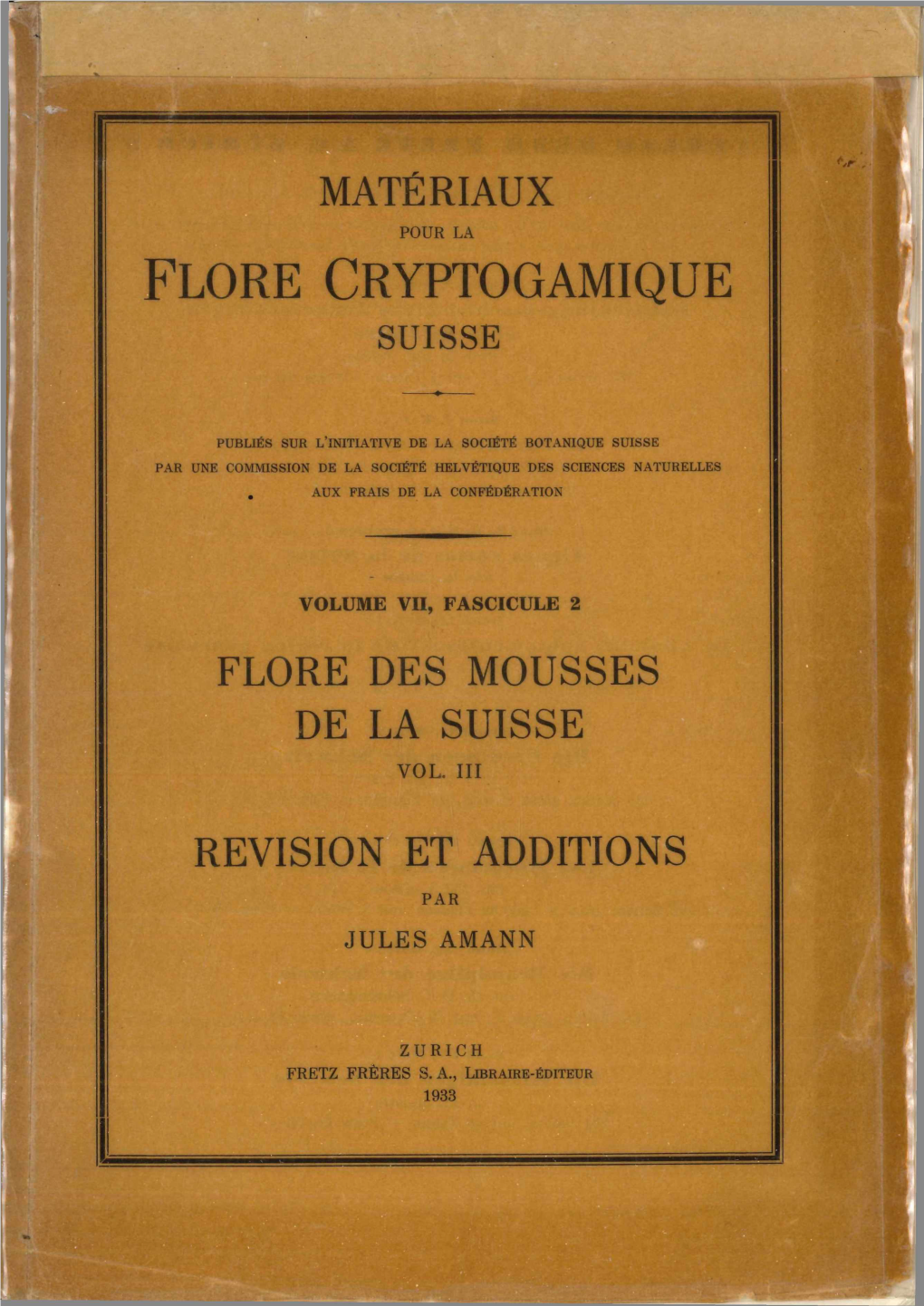 Flore Cryptogamique Suisse