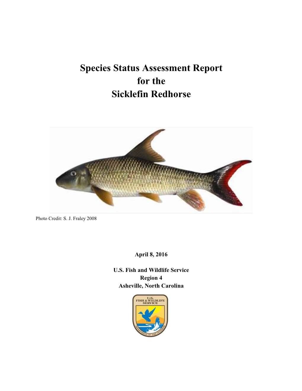 Species Status Assessment Report for the Sicklefin Redhorse