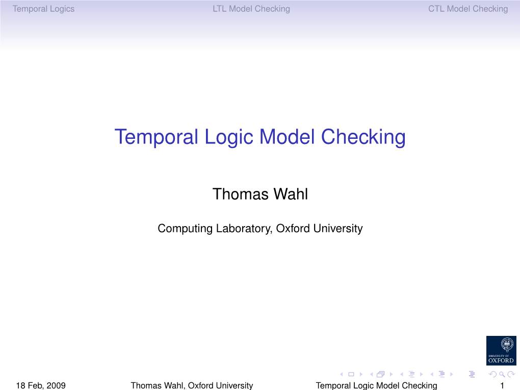 Temporal Logic Model Checking