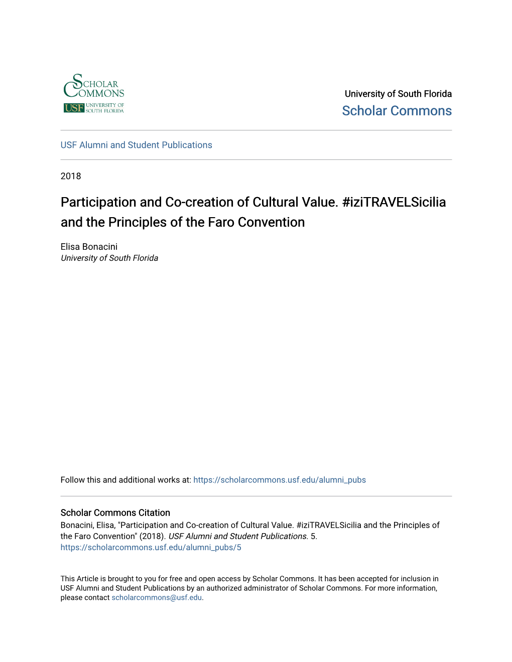 Participation and Co-Creation of Cultural Value. #Izitravelsicilia and the Principles of the Faro Convention