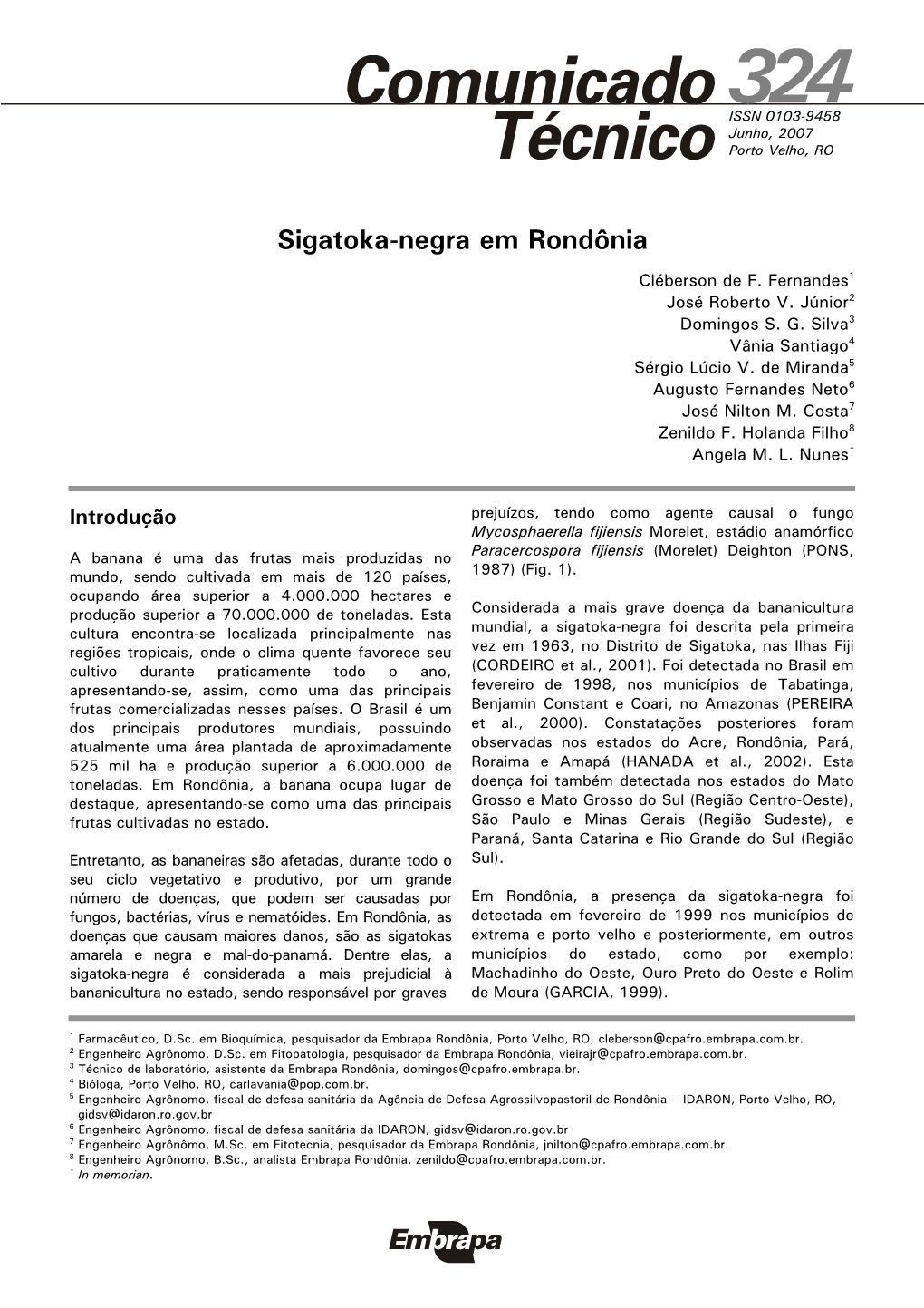 Sigatoka-Negra Em Rondônia