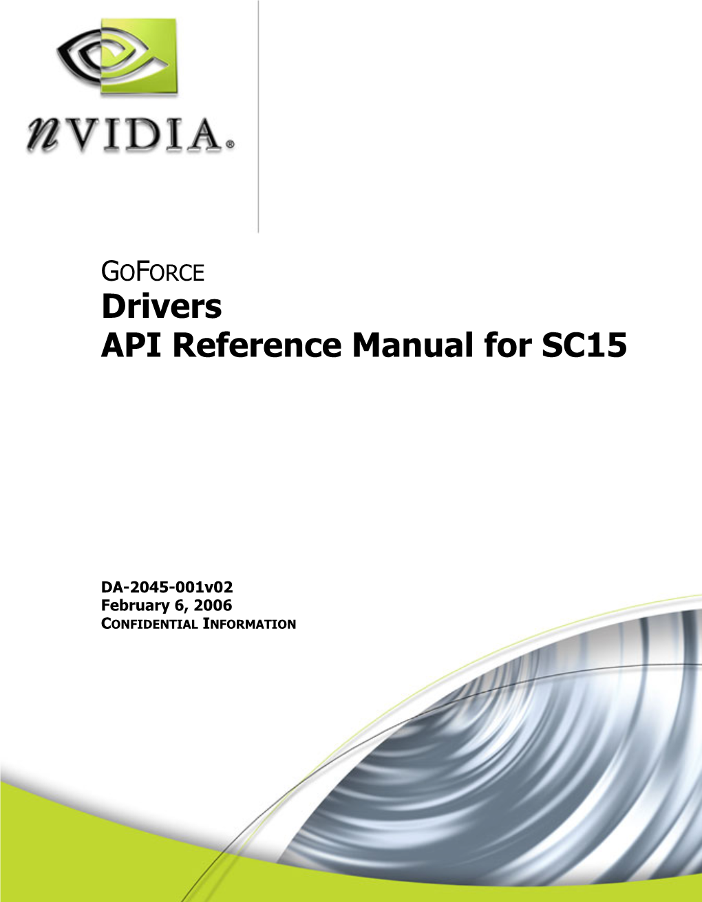 Drivers API Reference Manual for SC15