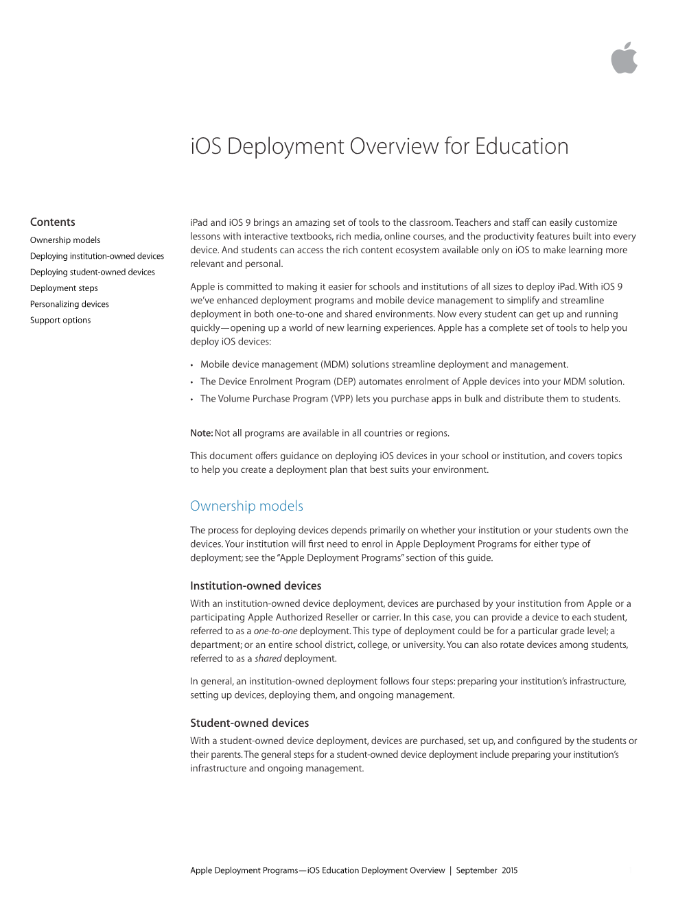 Ios Deployment Overview for Education