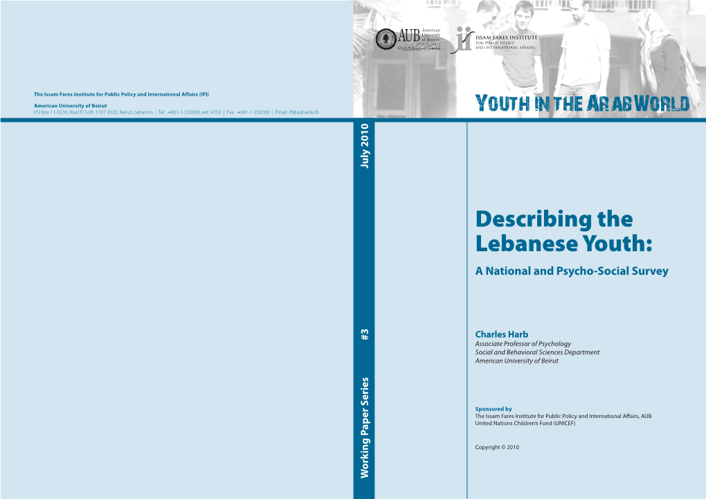 Describing Lebanese Youths: a National and Psycho-Social Survey