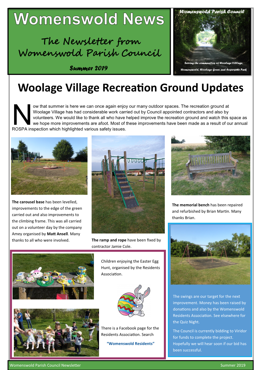 Woolage Village Recreation Ground Updates