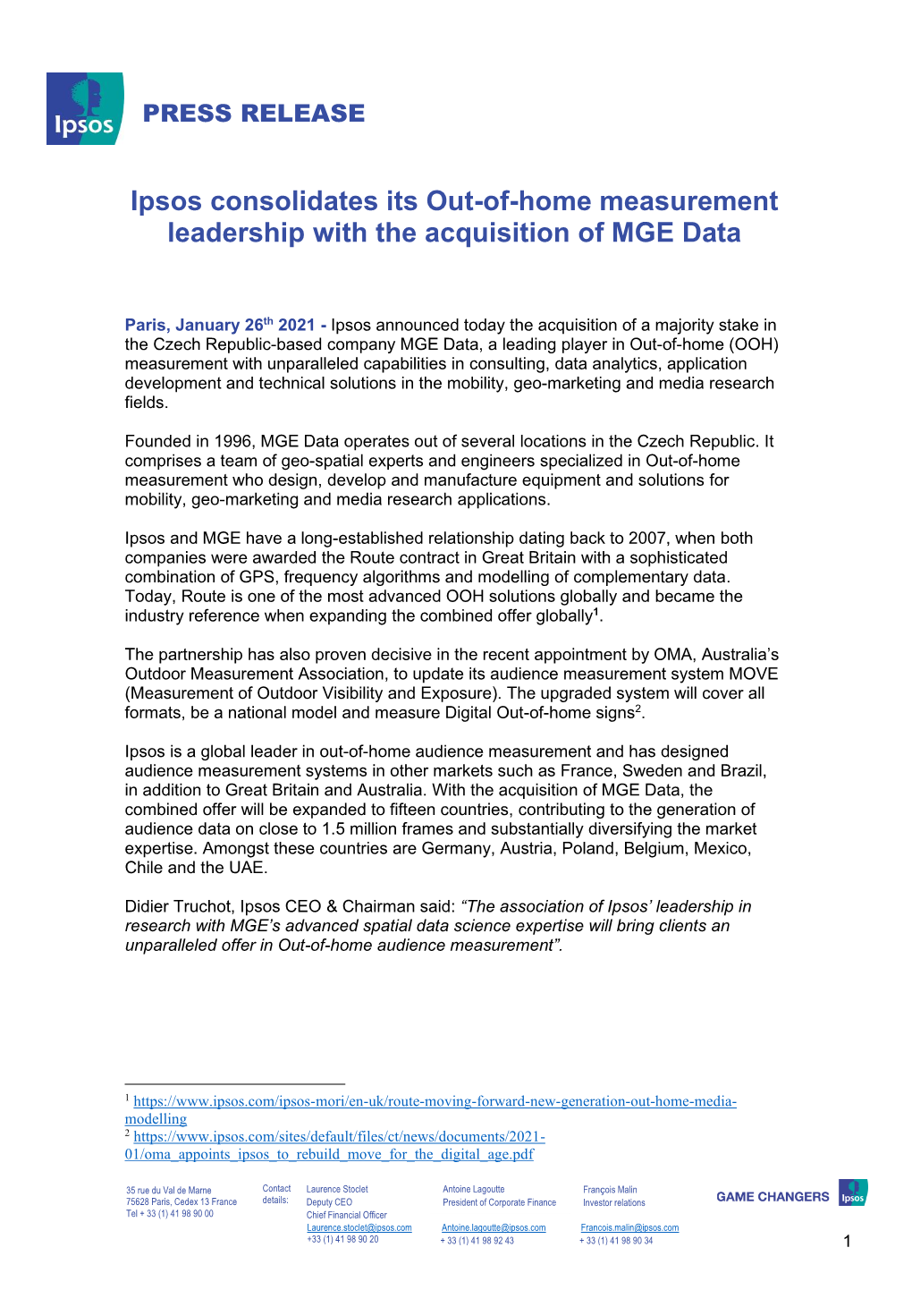 Ipsos Acquires Majority Stake in MGE Data