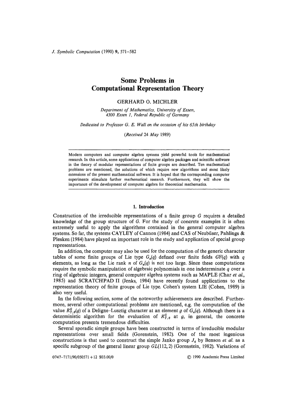 Some Problems in Computational Representation Theory