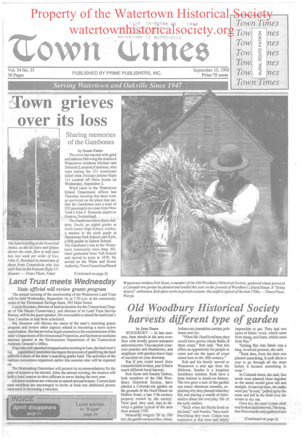 Town Grieves Over Its Loss