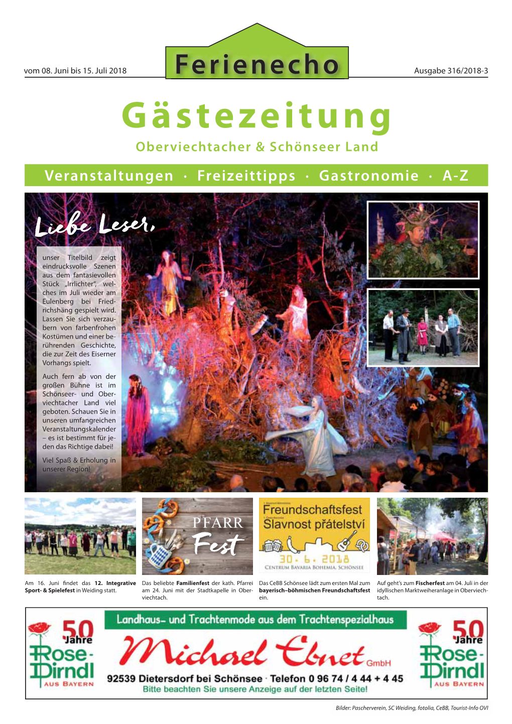 Gästezeitung Oberviechtacher & Schönseer Land Veranstaltungen · Freizeittipps · Gastronomie · A-Z