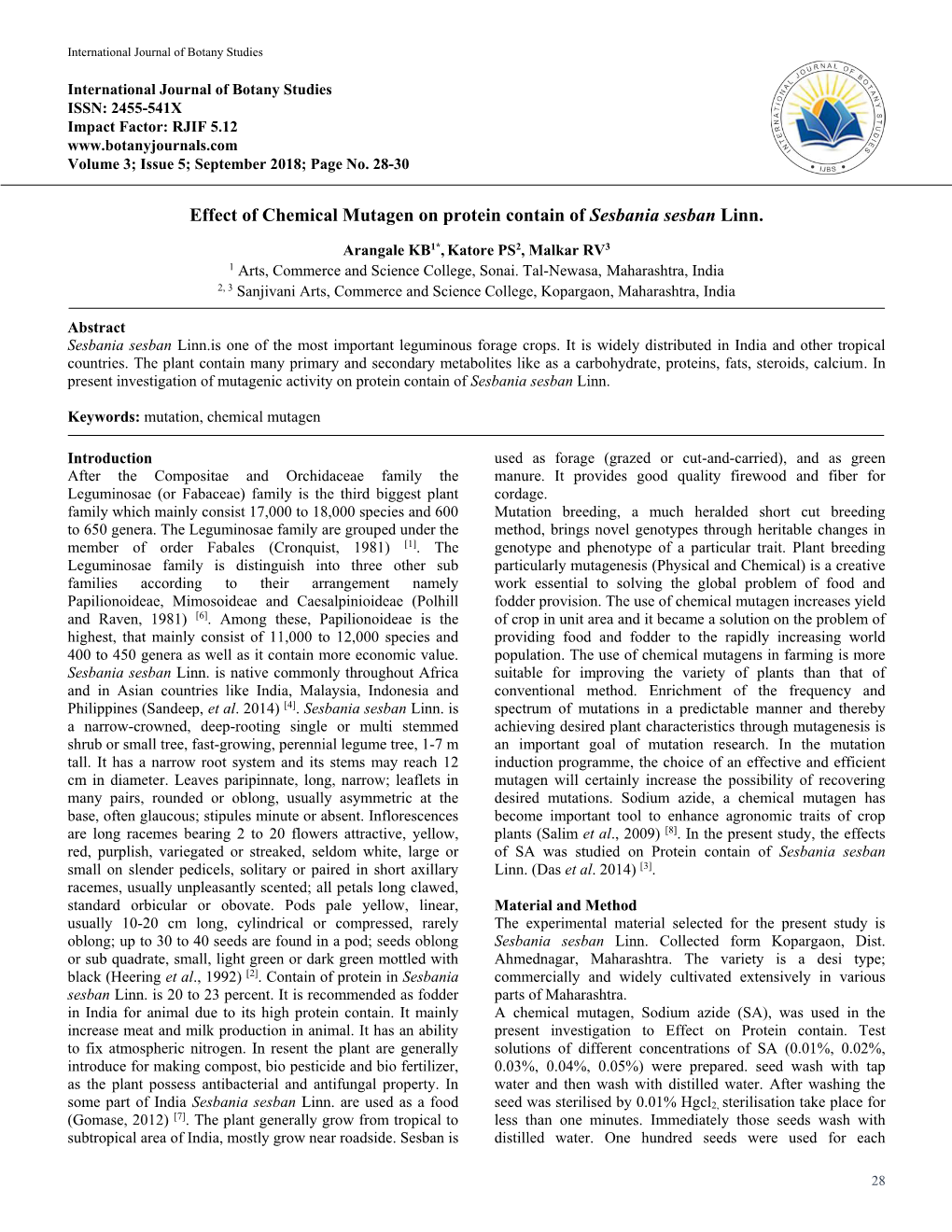 Effect of Chemical Mutagen on Protein Contain of Sesbania Sesban Linn