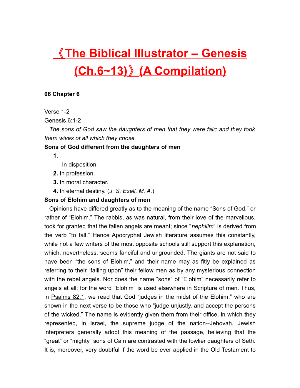 The Biblical Illustrator Genesis (Ch.6 13) (A Compilation)