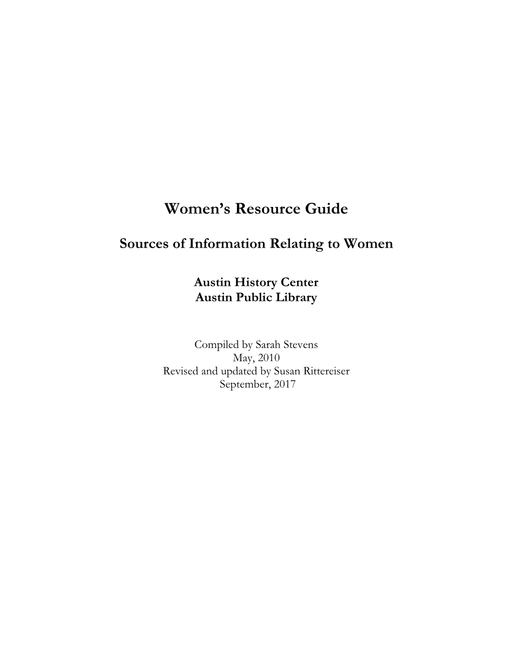 Link to Women's Resource Guide