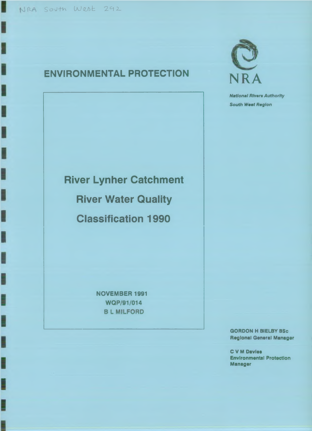 River Lynher Catchment River Water Quality Classification 1990