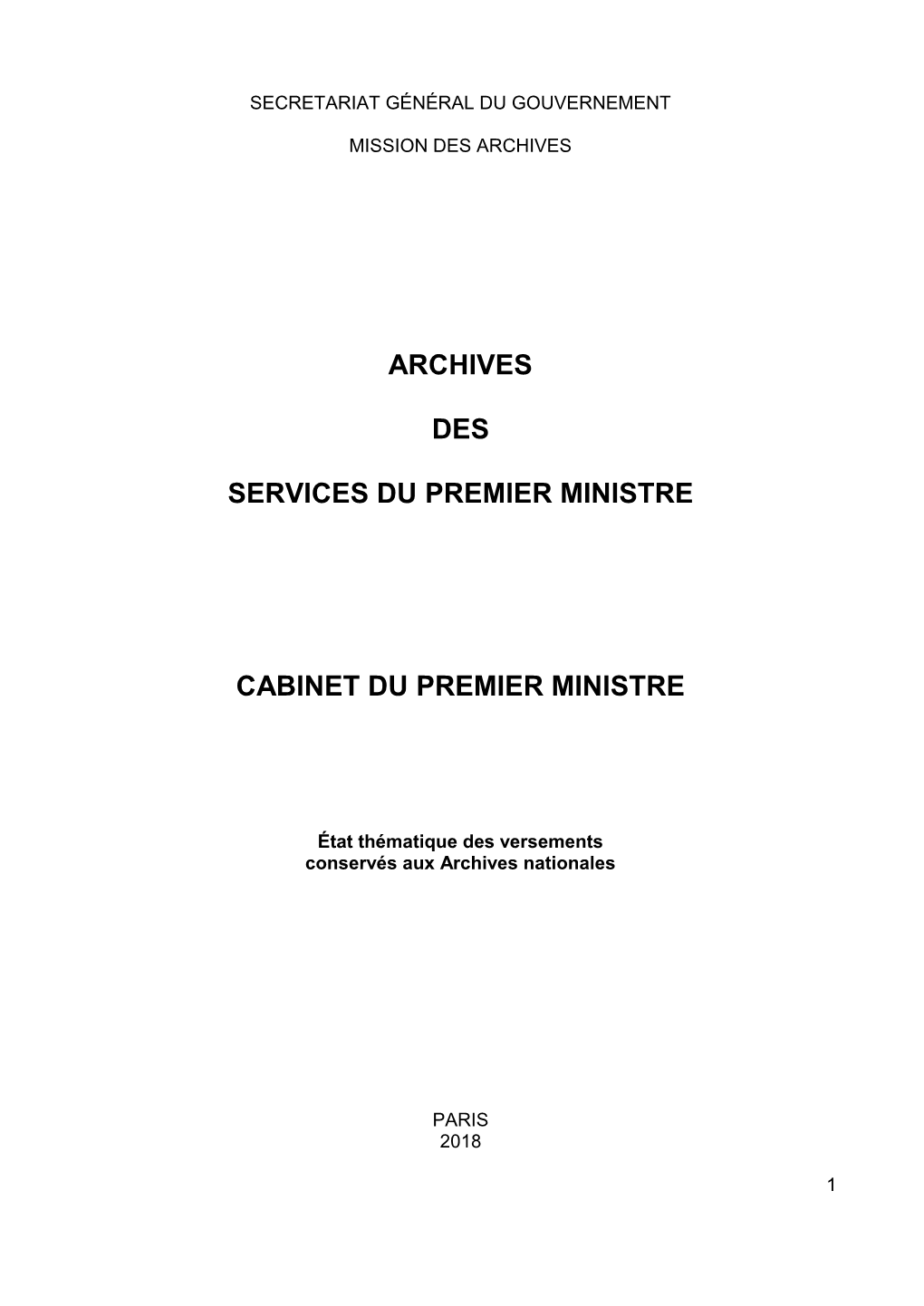 Cabinet Du Premier Ministre