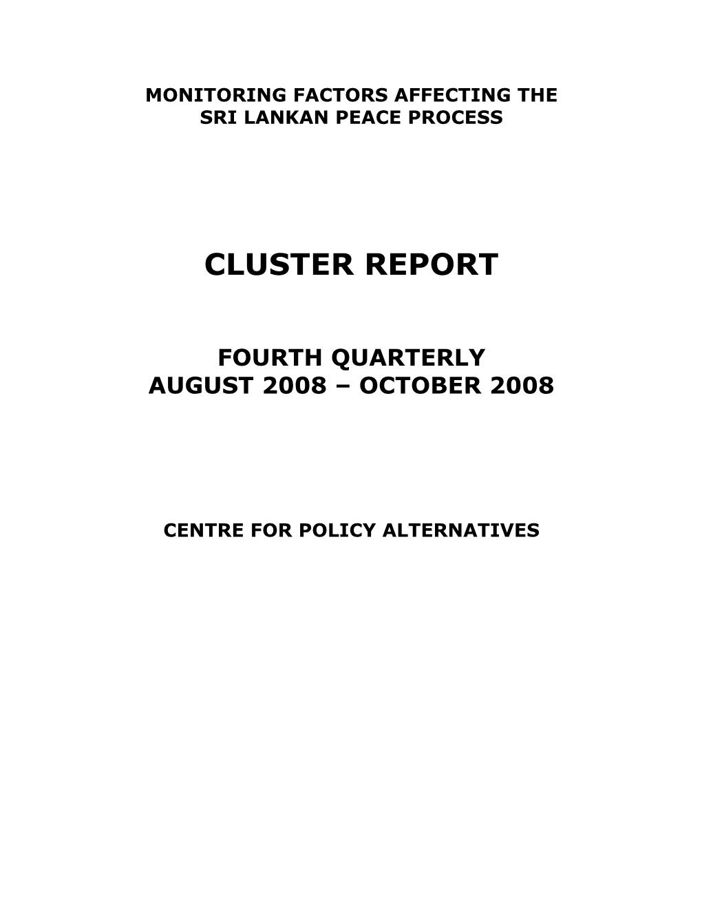 Cluster Report