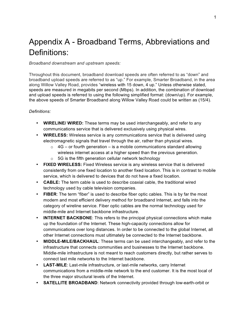 Appendix a - Broadband Terms, Abbreviations and Definitions