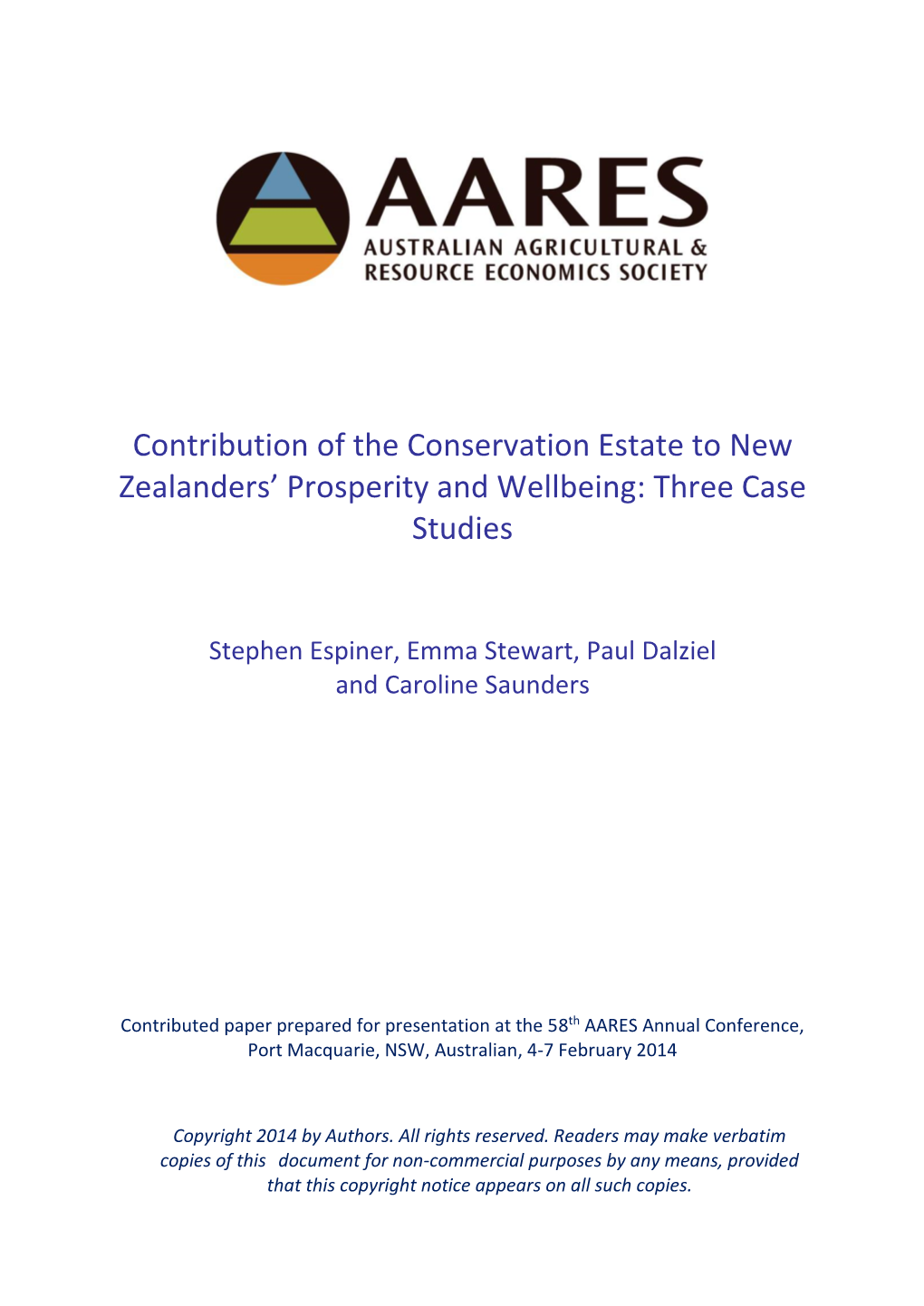 Contribution of the Conservation Estate to New Zealanders’ Prosperity and Wellbeing: Three Case Studies