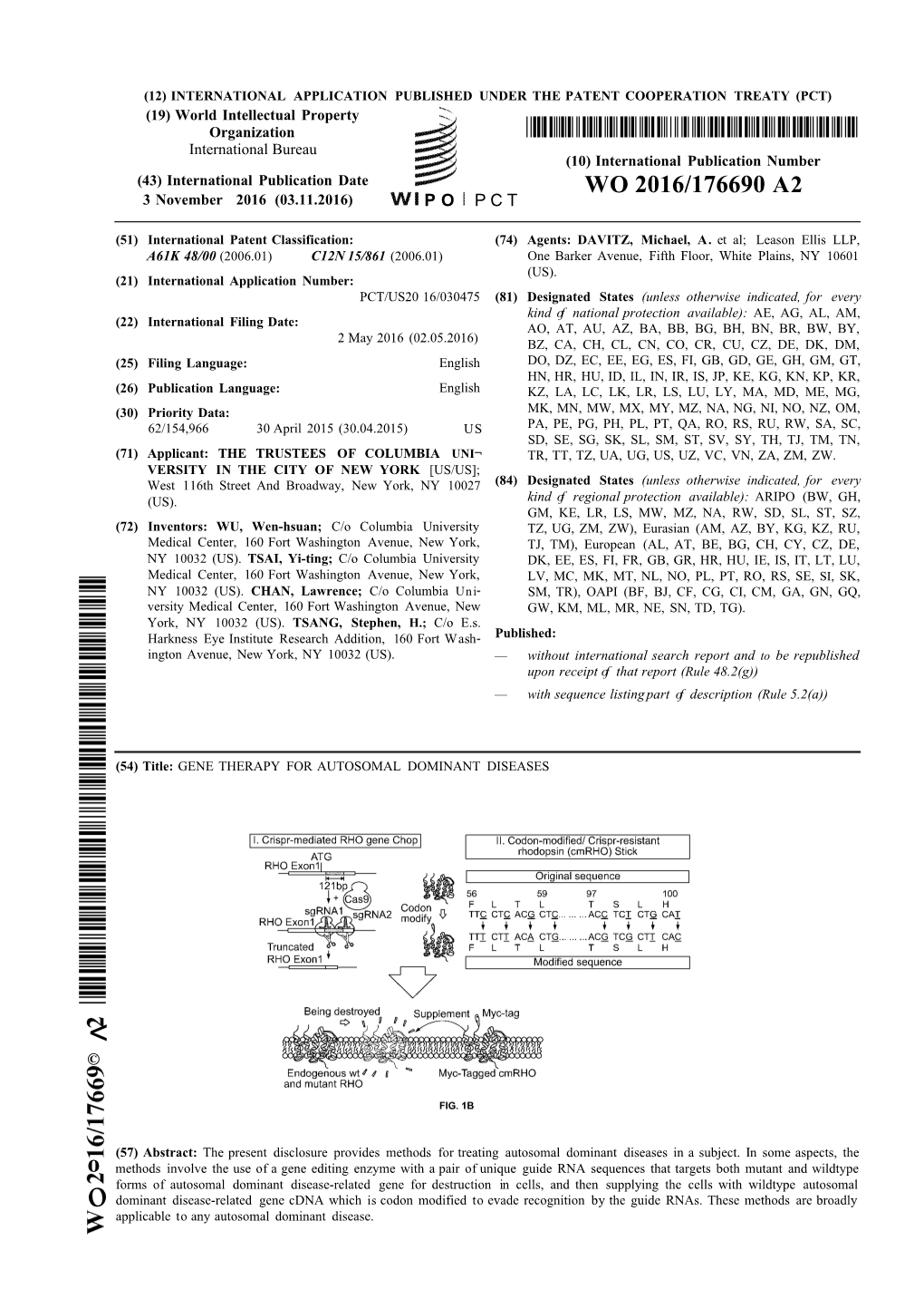 WO 2016/176690 A2 3 November 2016 (03.11.2016) P O P C T