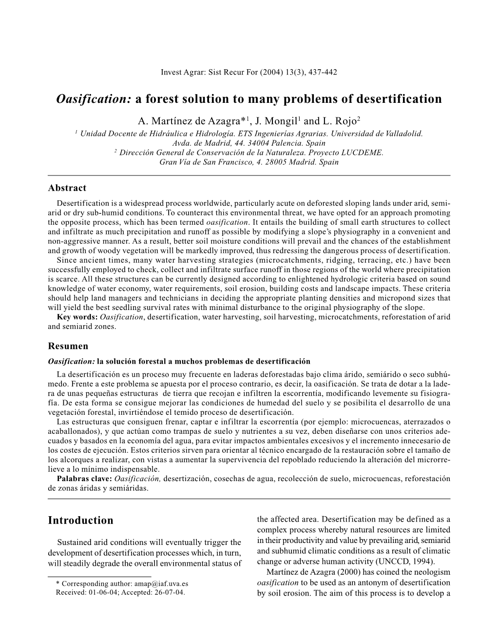 A Forest Solution to Many Problems of Desertification A