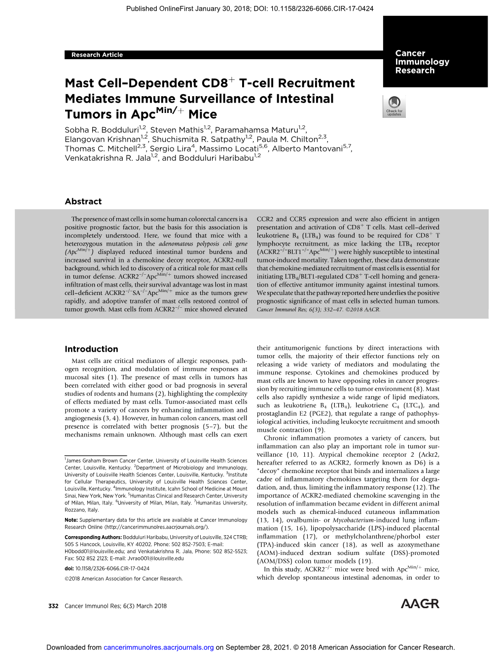 Mast Cell–Dependent CD8 T-Cell Recruitment Mediates Immune